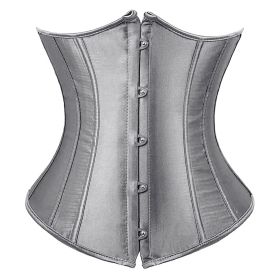 SEXY Gothic Underbust Corset and Waist cincher Bustiers Top Workout Shape Body Belt Plus size Lingerie S-6XL (Color: GRAY, size: 4XL)