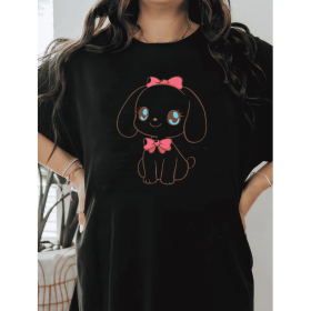 Casual Women's Cotton T-Shirt with Bow Detail - Trendy and Comfortable for Every Season (Style: 8)